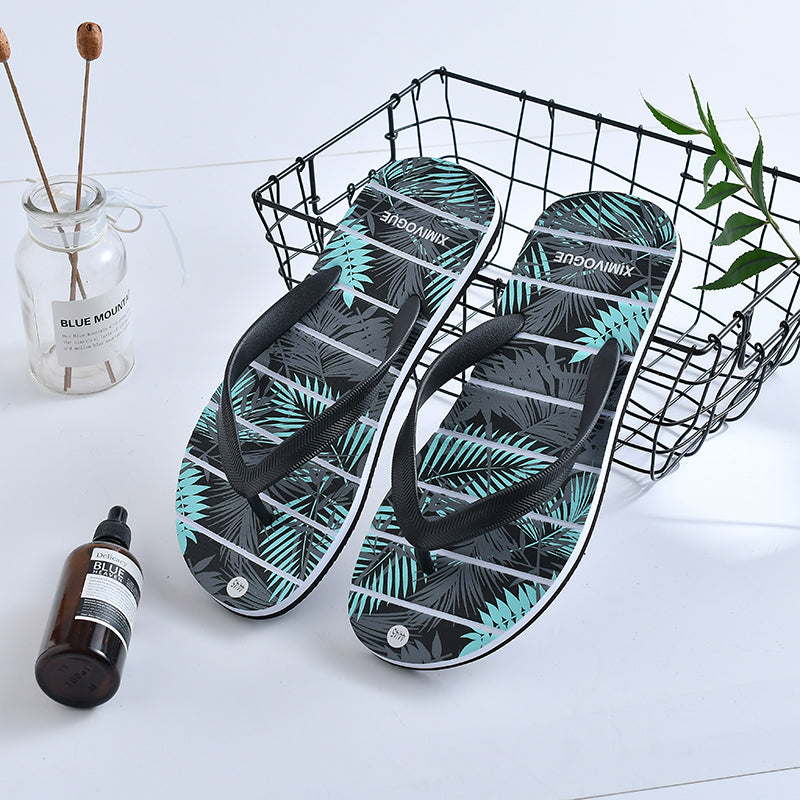 Tropical Rainforest Flip Flops for Men (44/45)(Black)