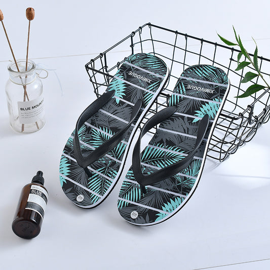 Tropical Rainforest Flip Flops for Men (44/45)(Black)