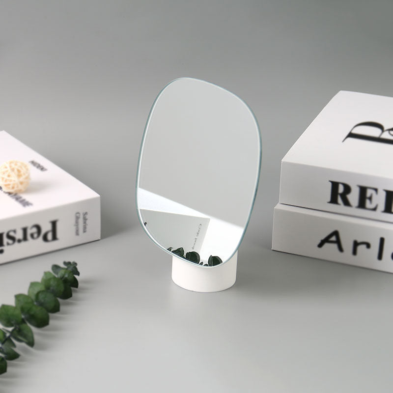 Nordic Style Small-Sized Tabletop Rhombic Mirror with Wooden Stand