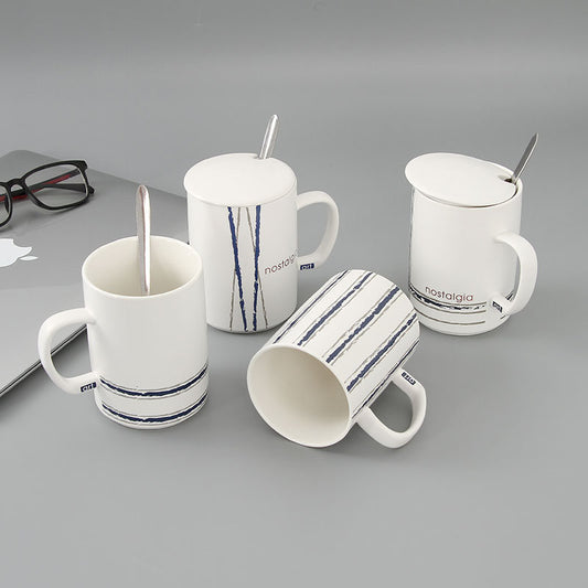 Blue Stripe Ceramic Mug (410ml/14.4oz)