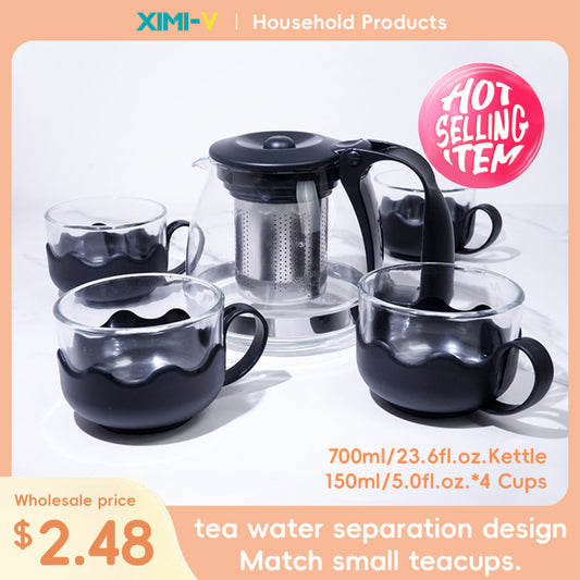 Classic Kettle & Cups Set 5 PCS (Black)