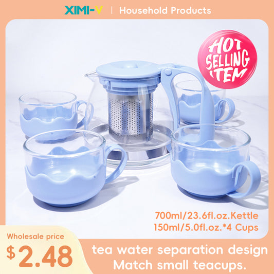 Classic Kettle & Cups Set 5 PCS (Blue)