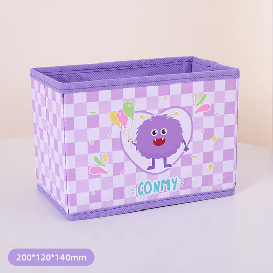 Little Monster Series Mini PU Lidless Fabric Storage Box (Purple)