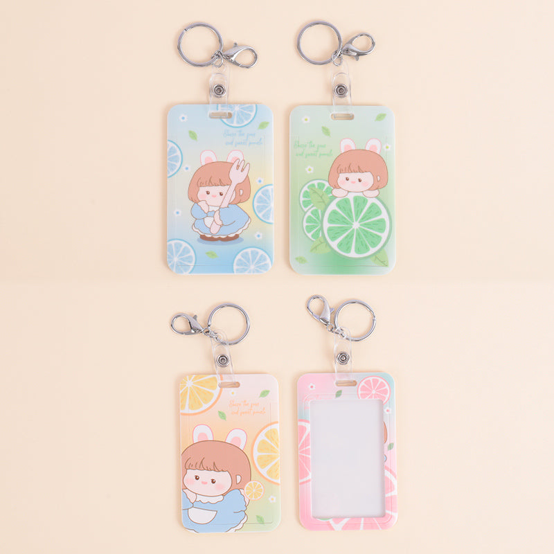 Lemon Girl Card Holder Keychain