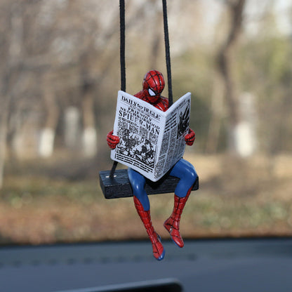 Spider-Man Swinging Car Hanging Ornament – Marvel Superhero Rear View Mirror Decor | Cute Dashboard & Car Interior Accessory