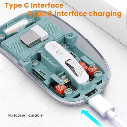 Transparent Shell T900 Wireless Rechargeable Mouse – Type-C Charging, Tri-Mode Connectivity & 4-Level Adjustable DPI