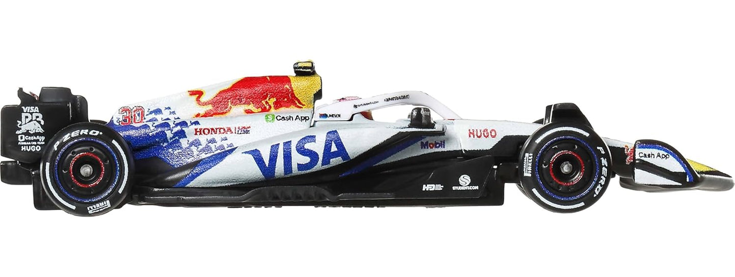 Hot Wheels Premium 2025 F1 Visa Cash App RB Formula One Team Car #30 – 1:64 Diecast Metal Model with Real Riders