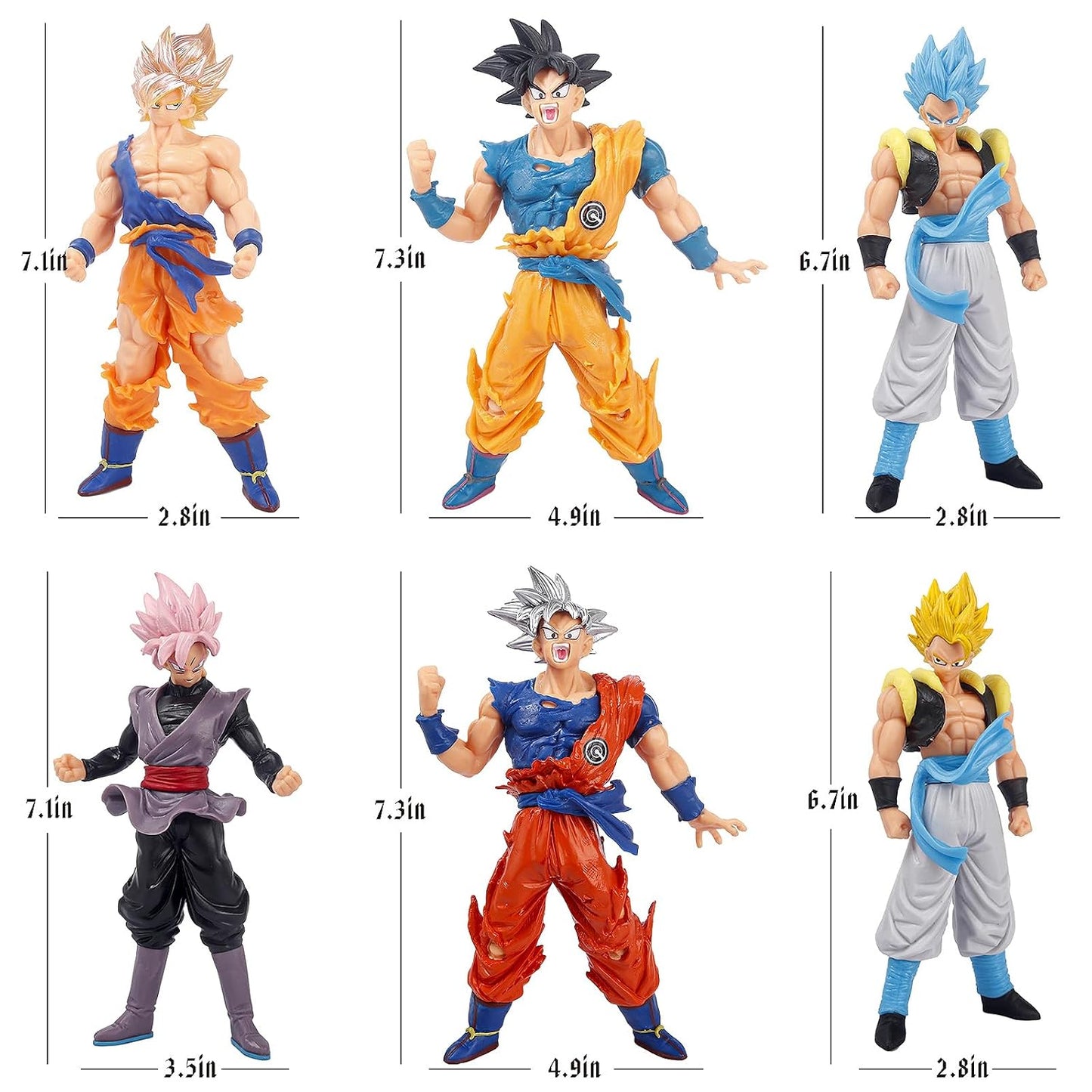Dragon Ball Z PVC Action Figure Set of 6 – Goku, Ultra Instinct Goku, Super Saiyan Goku, Goku Black Rose, Gogeta Super Saiyan & Super Saiyan Blue Collectible Anime Figures | DBZ Mini Statue Toy for Kids, Gamers & Collectors