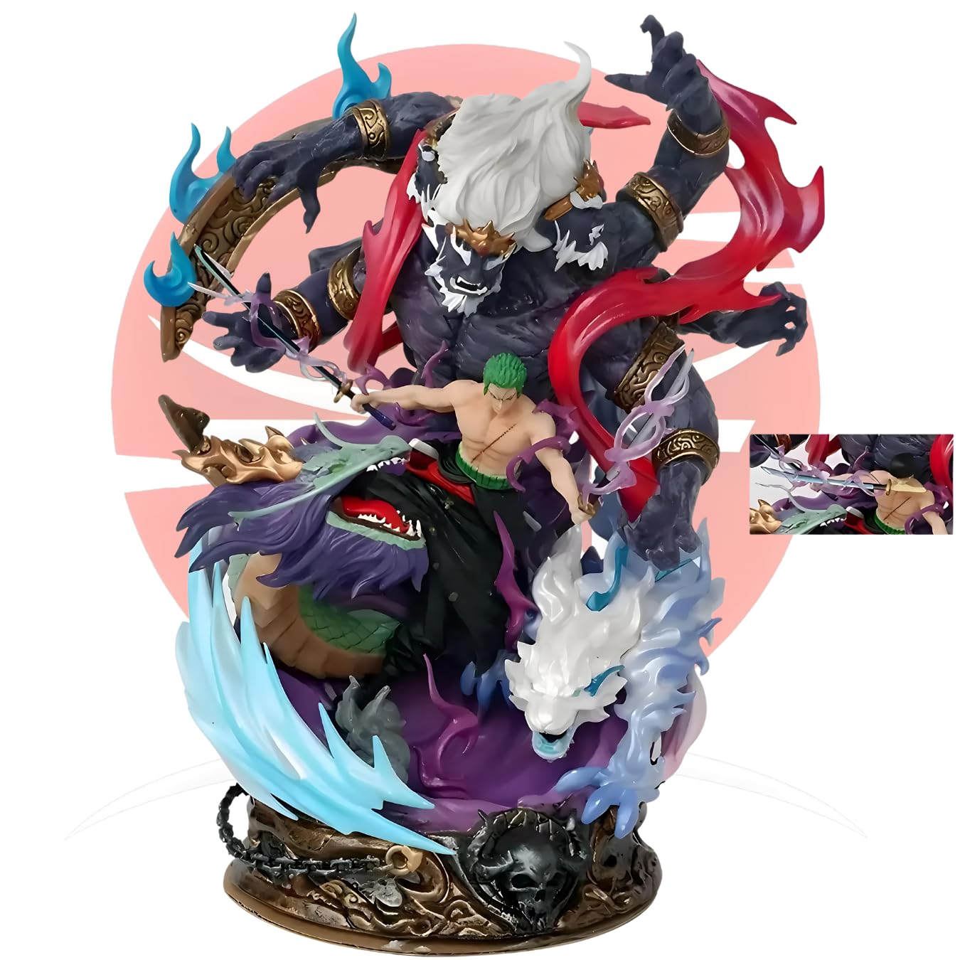 One Piece Roronoa Zoro vs Asura Battle Resin Statue – Premium Anime Collectible Figure with Dragon & Demon Effect | Large PVC Action Figure | Manga & Anime Display Model for Collectors