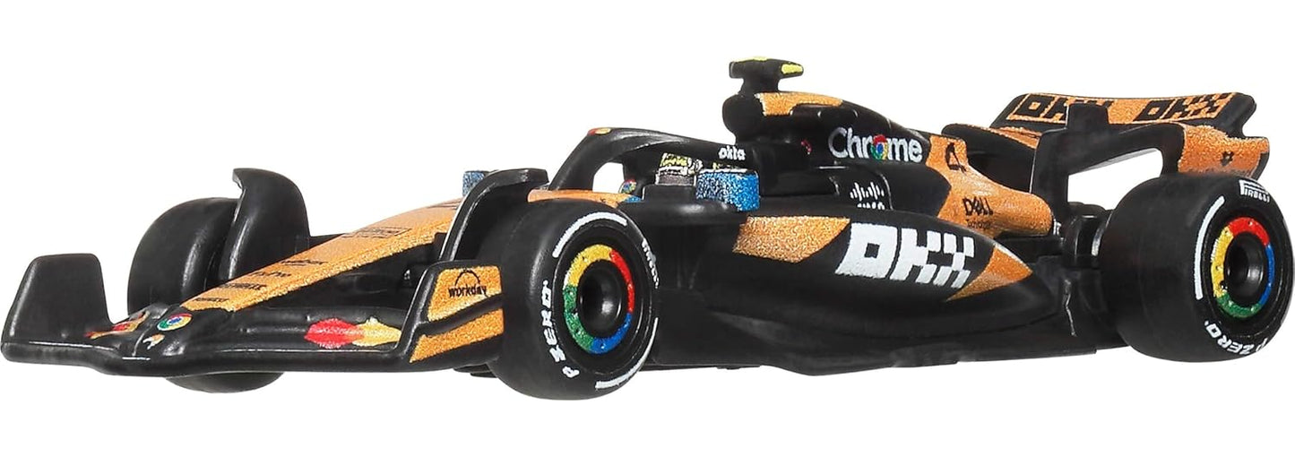 Hot Wheels Premium McLaren Formula 1 Team 2025 Die-Cast Car – 1:64 Scale F1 Racing Model | Metal/Metal Real Riders Collectible