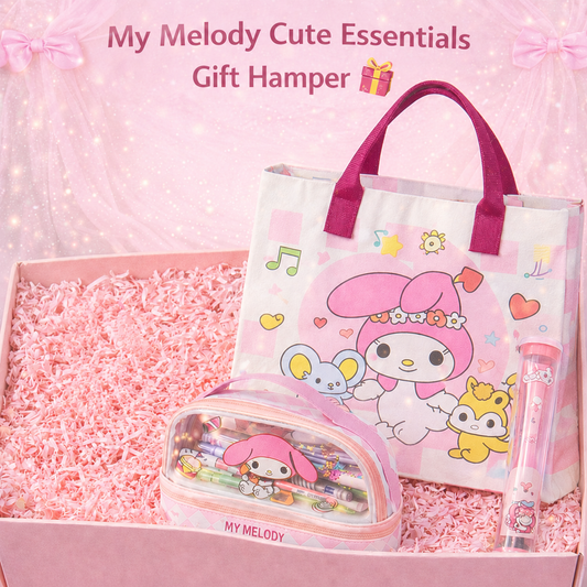 My Melody Cute Essentials Kawaii Gift Hamper – Sanrio Gift Box with Tote Bag,Pencil Case