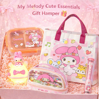 My Melody Cute Essentials Kawaii Gift Hamper – Sanrio Gift Box with Tote Bag, Lunch Box, Pencil Case, Night Lamp & Water Bottle