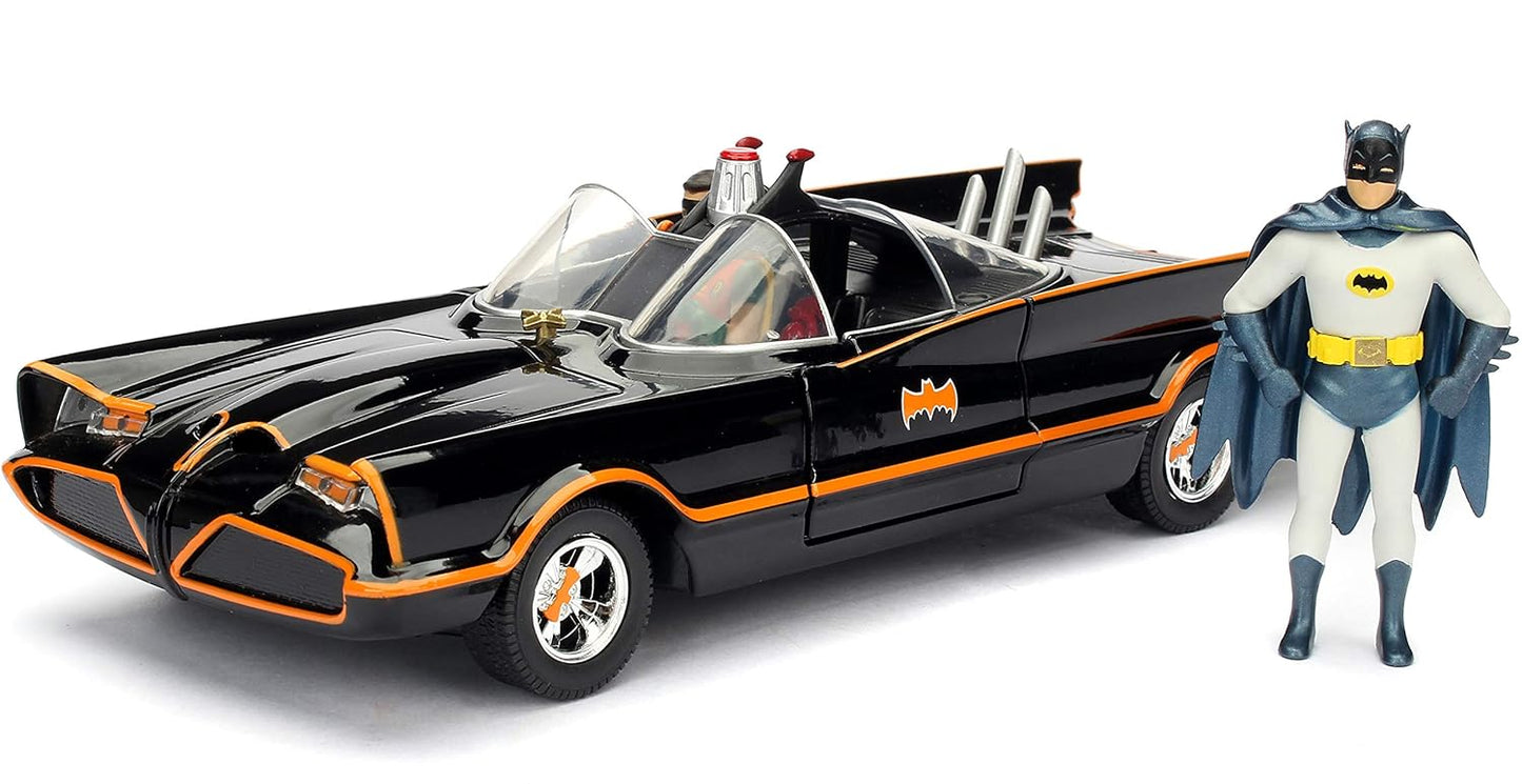 Jada Toys DC Comics Batman Classic TV Series Batmobile with Batman Figure Diecast Collection Set B 1:32 Scale | Official Licensed Metal Model Car & Collectible Action Figure