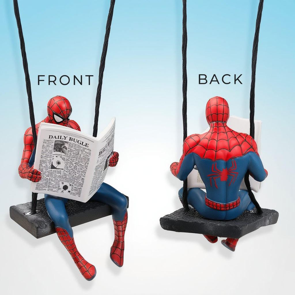Spider-Man Swinging Car Hanging Ornament – Marvel Superhero Rear View Mirror Decor | Cute Dashboard & Car Interior Accessory