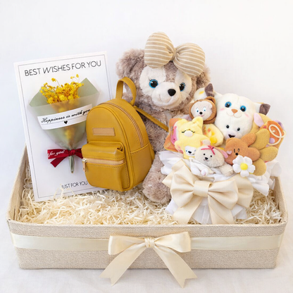 Unicorn Glow Gift Hamper – Cute Teddy Backpack, LED Unicorn Light & Flower Greeting Surprise Box
