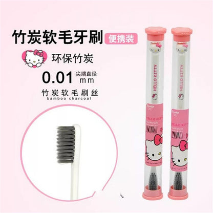 Sanrio Character Toothbrush Set – Kuromi, Cinnamoroll, My Melody & Hello Kitty Travel Toothbrush with Case
