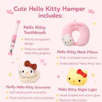 Hello Kitty Cute Essentials Gift Hamper – Sanrio Gift Set with Toothbrush, Neck Pillow, Scrunchie & Night Light