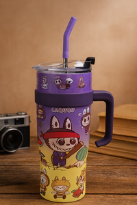 Labubu & One Piece Tumbler with  Steel Straw – 1200ml