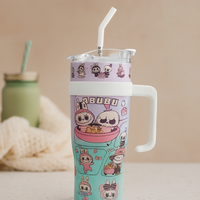 Labubu & One Piece Tumbler with  Steel Straw – 1200ml
