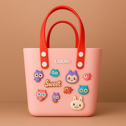 Labubu Kawaii Crocs EVA Bag with Charms – (23*19*13cm)