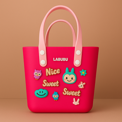 Labubu Kawaii Crocs EVA Bag with Charms – (23*19*13cm)