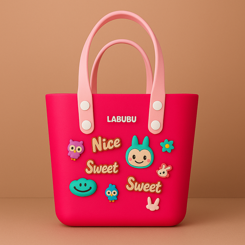 Labubu Kawaii Crocs EVA Bag with Charms – (23*19*13cm)