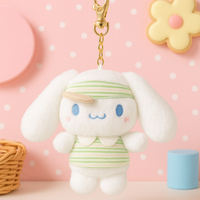 Cinnamoroll Sporty Stripes Plush Keychain – Cute Kawaii Charm