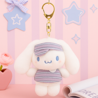 Cinnamoroll Sporty Stripes Plush Keychain – Cute Kawaii Charm