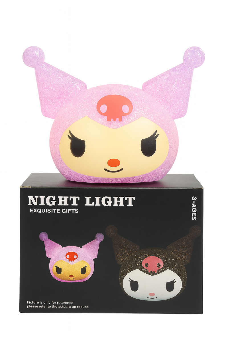 Kawaii Cartoon Character Night Light – Hello Kitty, Kuromi & Stitch LED Lamp for Kids Bedroom, Bedside & Home Decor