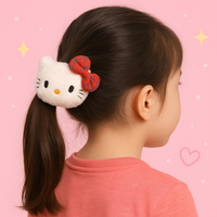 Hello Kitty Plush Hair Rope / Cute Kawaii Hair Tie for Girls – Soft Fluffy Cartoon Ponytail Holder