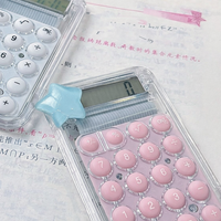 Kawaii Star Transparent Mini Calculator – Cute Pastel Pocket Calculator (Pink & White)