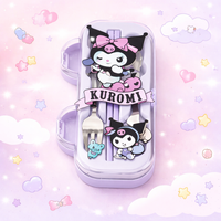 Kawaii Sanrio Spoon & Fork Cutlery Case Set – Kuromi / My Melody / Cinnamoroll Portable Kids Lunch Utensils