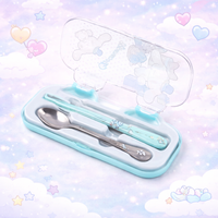 Kawaii Sanrio Spoon & Fork Cutlery Case Set – Kuromi / My Melody / Cinnamoroll Portable Kids Lunch Utensils