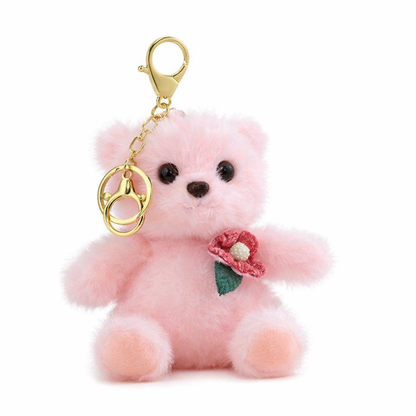 Kawaii Teddy Bear Plush Keychain – Cute Soft Mini Bear Bag Charm, Backpack & Key Ring