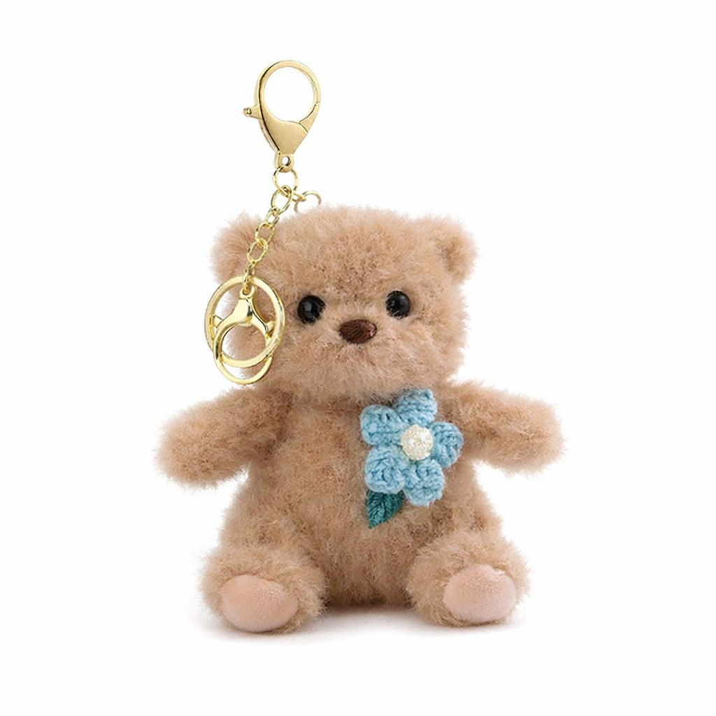 Kawaii Teddy Bear Plush Keychain – Cute Soft Mini Bear Bag Charm, Backpack & Key Ring