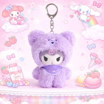 Sanrio Kawaii Teddy Plush Keychain – Kuromi, My Melody, Cinnamoroll & Friends Cute Bag Charm