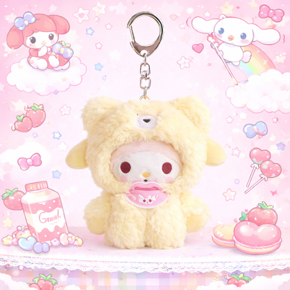 Sanrio Kawaii Teddy Plush Keychain – Kuromi, My Melody, Cinnamoroll & Friends Cute Bag Charm