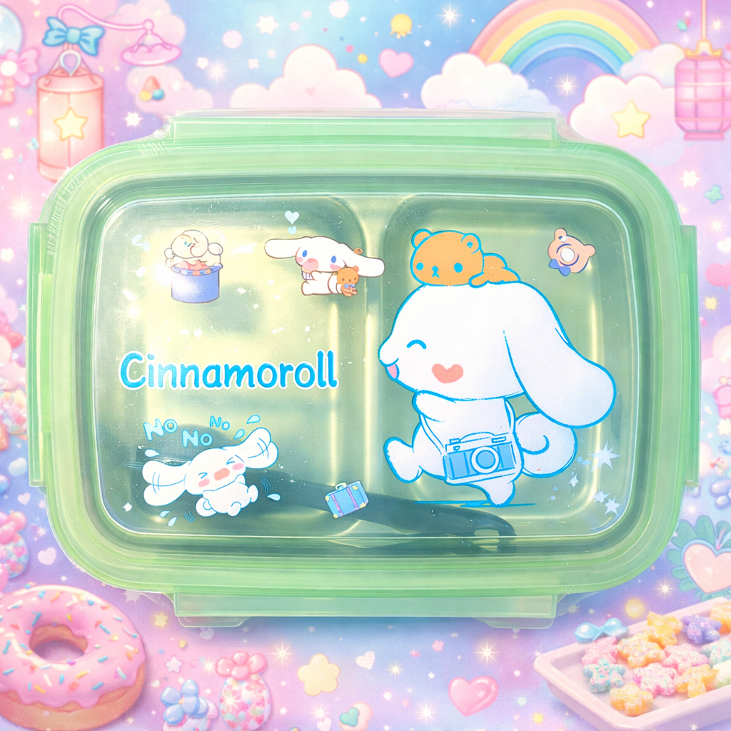 Kawaii Cartoon Lunch Box | Cute Kuromi, My Melody, Cinnamoroll & Pochacco Lunch Box | Leakproof Multi-Compartment Bento Box for Kids & Adults
