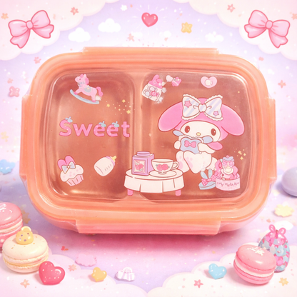 Kawaii Cartoon Lunch Box | Cute Kuromi, My Melody, Cinnamoroll & Pochacco Lunch Box | Leakproof Multi-Compartment Bento Box for Kids & Adults