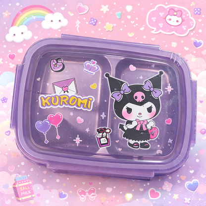Kawaii Cartoon Lunch Box | Cute Kuromi, My Melody, Cinnamoroll & Pochacco Lunch Box | Leakproof Multi-Compartment Bento Box for Kids & Adults