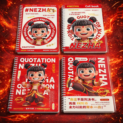 Nezha Anime B5 Spiral Notebook | Cartoon Quotation Coil Book | Cute Kawaii Stationery for Students & Gifting
