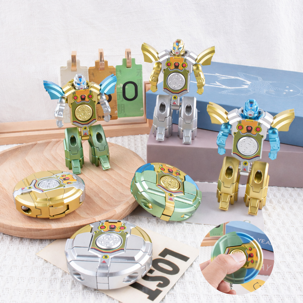 2-in-1 Transformer Robot Spinner Toy | Spinning Ball to Robot Transforming Action Figure for Kids