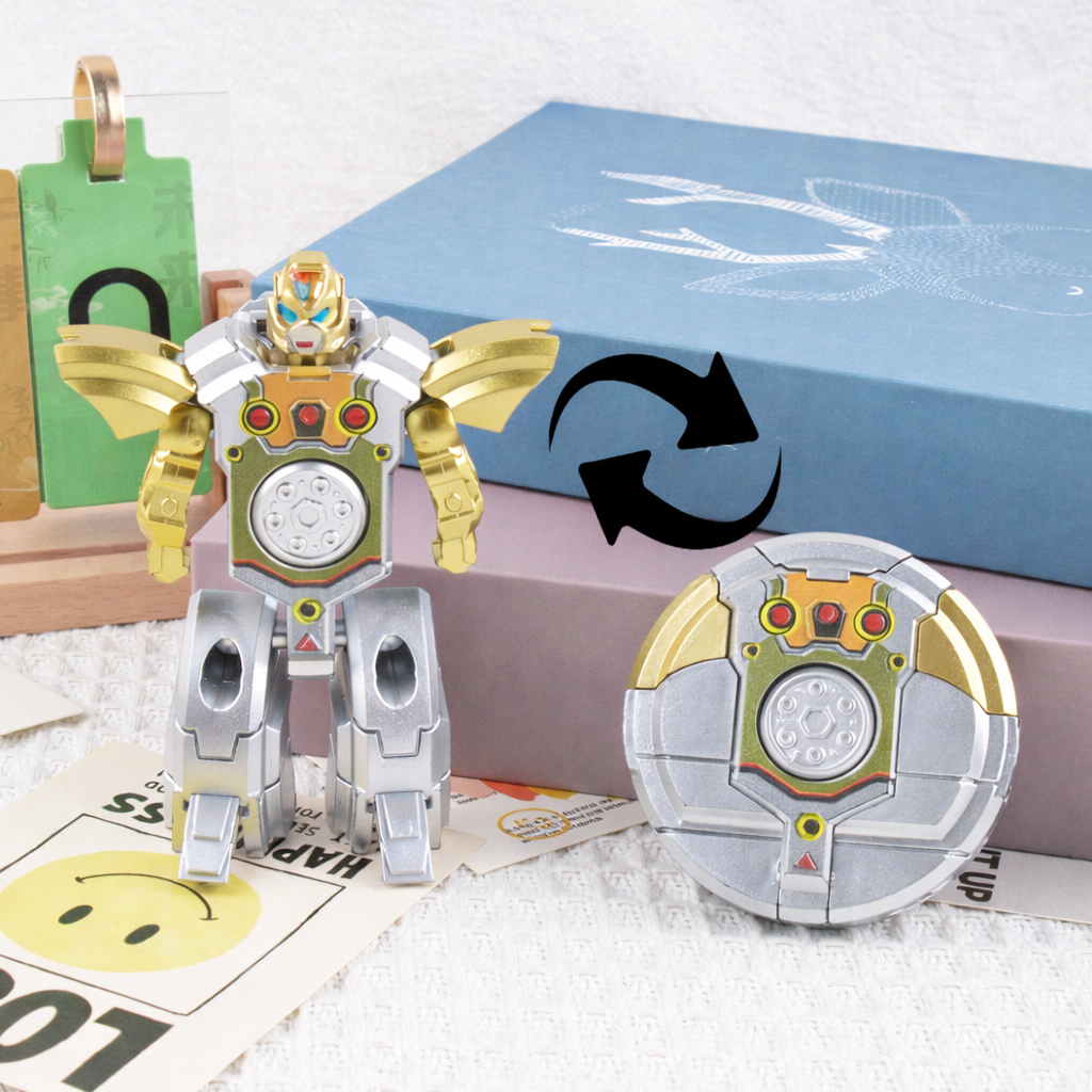 2-in-1 Transformer Robot Spinner Toy | Spinning Ball to Robot Transforming Action Figure for Kids