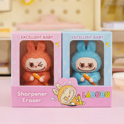 Kawaii Cartoon Eraser Cum Sharpener Set of 6 | Cute Panda, Dinosaur, Unicorn, Astronaut & Bunny Pencil Sharpener Erasers for Kids & Students