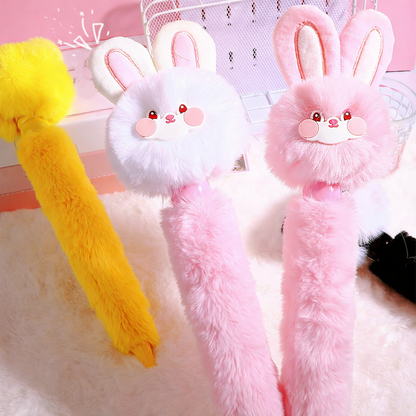 Cute Plush Animal Giant Pen | Kawaii Furry Ballpoint Pen 0.7mm | Soft Bunny, Panda & Bear Big Size Writing Pen for School, Office & Gifts