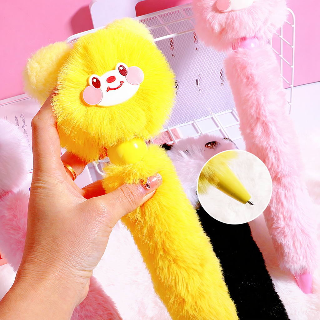 Cute Plush Animal Giant Pen | Kawaii Furry Ballpoint Pen 0.7mm | Soft Bunny, Panda & Bear Big Size Writing Pen for School, Office & Gifts