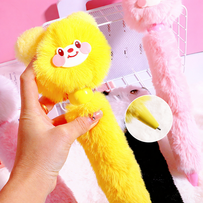 Cute Plush Animal Giant Pen | Kawaii Furry Ballpoint Pen 0.7mm | Soft Bunny, Panda & Bear Big Size Writing Pen for School, Office & Gifts