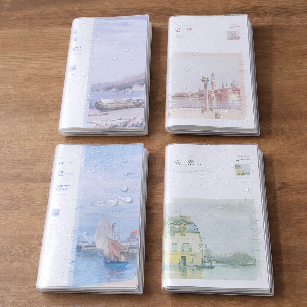 Waterproof A5 Scenic Art Diary Notebook (Set Of 4)  | Premium Travel Landscape Cover Journal for Students & Office Use