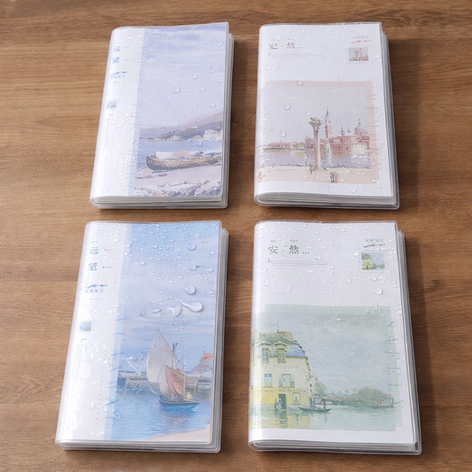 Waterproof A5 Scenic Art Diary Notebook (Set Of 4)  | Premium Travel Landscape Cover Journal for Students & Office Use