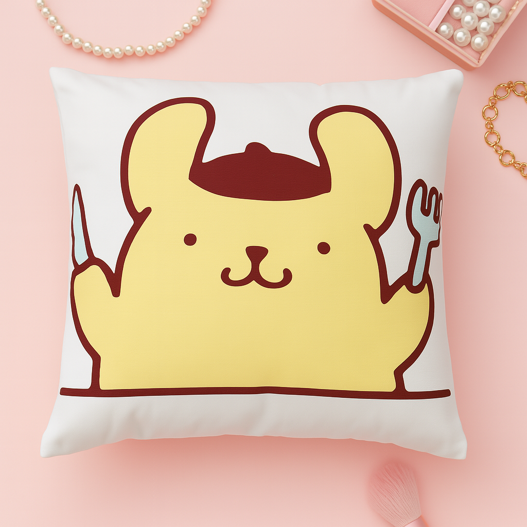 Kawaii Pompompurin Throw Pillow – Soft & Cute Cartoon Cushion